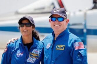 nasa astronauts butch wilmore and suni williams pose ahead of the launch of boeing s starliner 1 crew flight test cft in cape canaveral florida u s on april 25 2024 photo reuters