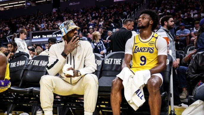 LeBron and Bronny James become first father-son duo to play in NBA game together