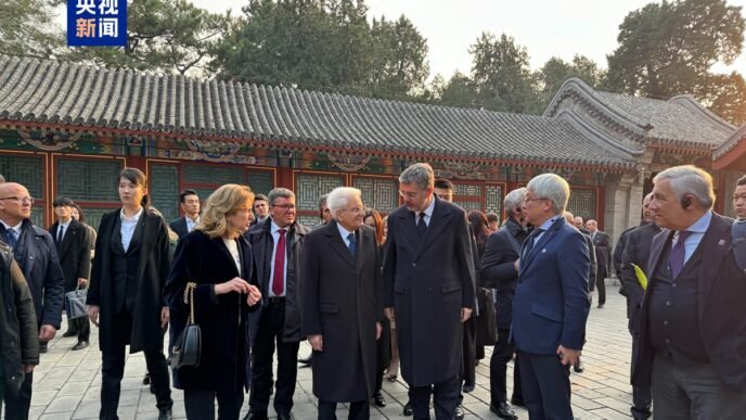 Italian President Sergio Mattarella visits the Summer Palace, the first stop after his arrival in Beijing on November 7, 2024. Photo: CCTV