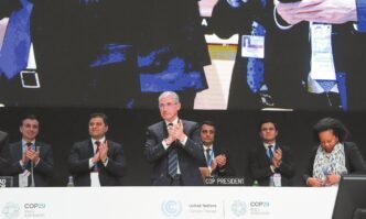 Mukhtar Babayev, COP29 President, speaks during a plenary session at the COP29 UN Climate Summit on November 23, 2024, in Baku, Azerbaijan. According to the UN, rich nations pledged to contribute at least $300 billion annually to the global fight against climate change as UN climate talks came to a contentious end early on the day in Baku. (See story on Page 8-9) Photo: VCG