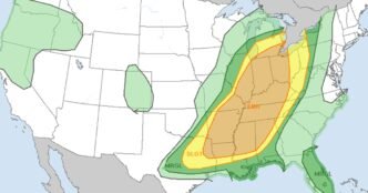 Storm system brings severe thunderstorms and large hail to Midwest and South