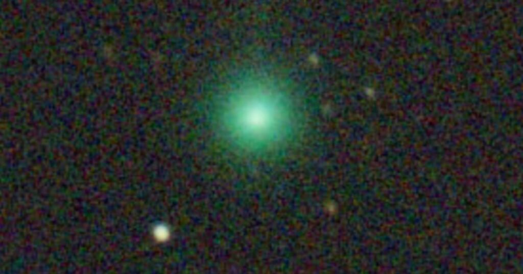A green comet likely is breaking apart and won’t be visible to the naked eye