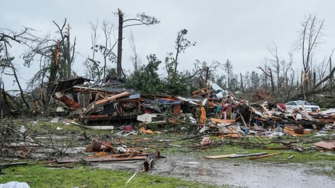 At least 2 killed amid storms spanning the South to the Northeast