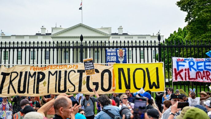 Protesters rally outside White House amid nationwide anti-Trump demonstrations