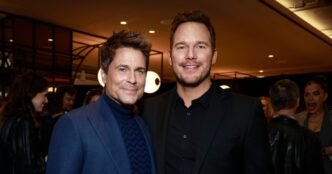 Rob Lowe dressed as the Easter Bunny with help from Chris Pratt. It didn’t go well