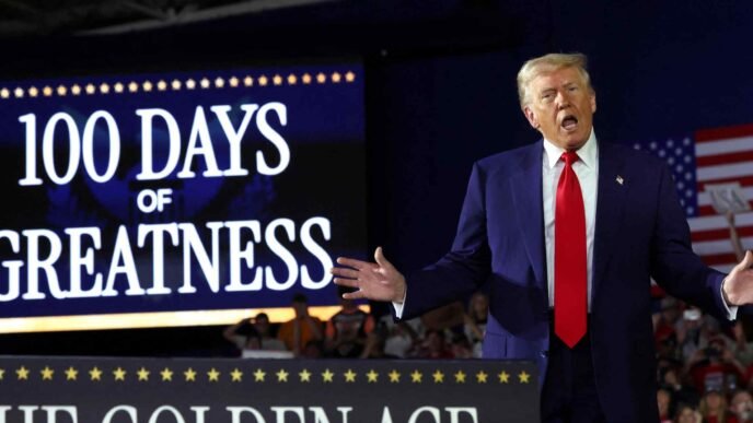 Trump says 'you haven't seen anything yet' as he marks first 100 days
