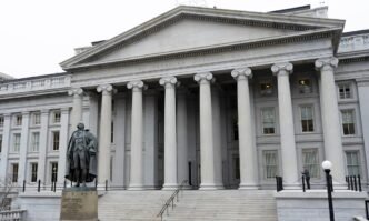 The Treasury Department building is seen, March 13, 2025, in Washington. Photo: VCG