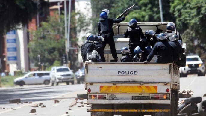 Zimbabwe police deploy to block protests over extension of president’s rule