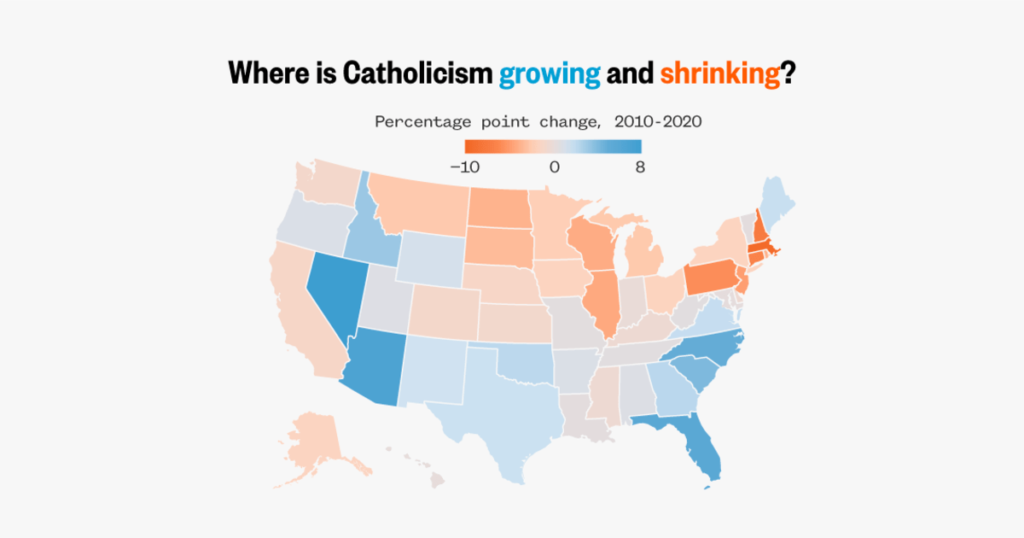 Catholicism is growing in more than half the U.S. as Pope Leo XIV is elected. See which states have the biggest spike.