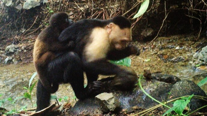 Caught on camera, capuchin monkeys kidnap howler monkey babies
