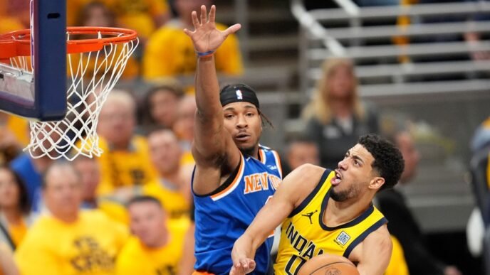Haliburton scores 32 points as Pacers beat Knicks for 3-1 Eastern Conference finals lead