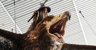 Hobbit-themed eagle sculptures to depart New Zealand airport