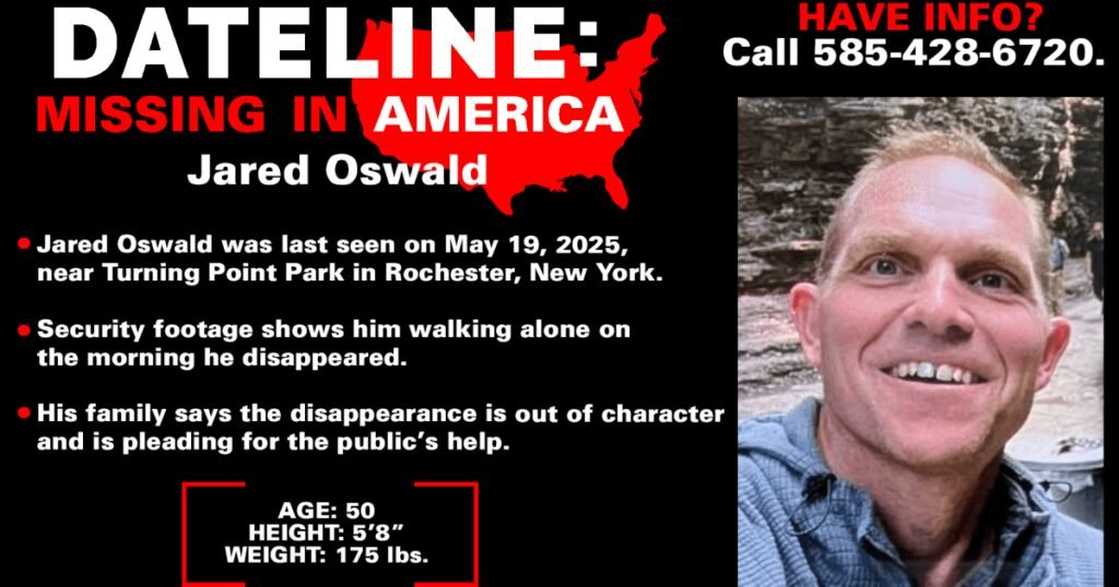 Jared Oswald, missing since May 19 in Rochester, New York