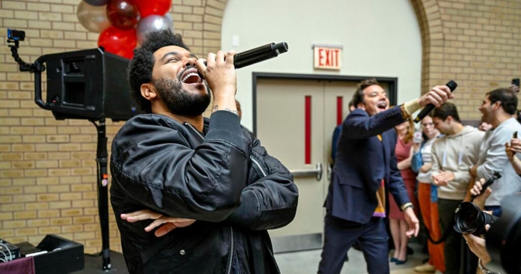 Jimmy Fallon and The Weeknd shock Fordham University grads with surprise performance