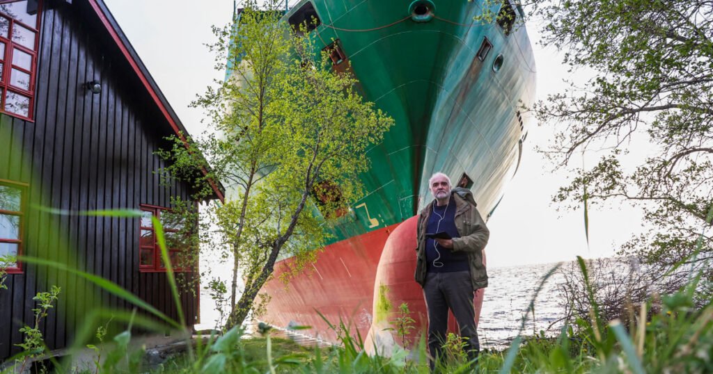 Man wakes up to find a giant cargo ship in his yard