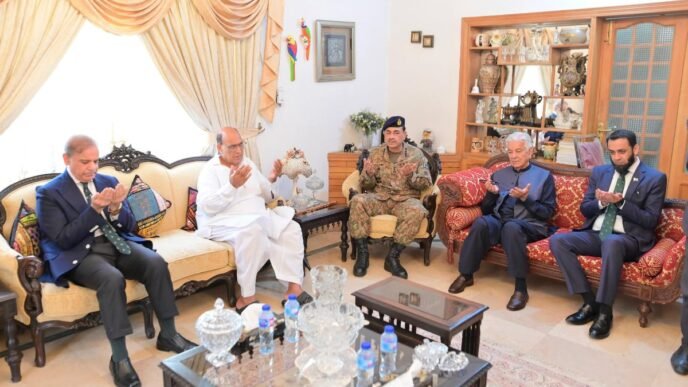 PM, COAS visit residence of Sqn Ldr Usman Yousaf Shaheed for