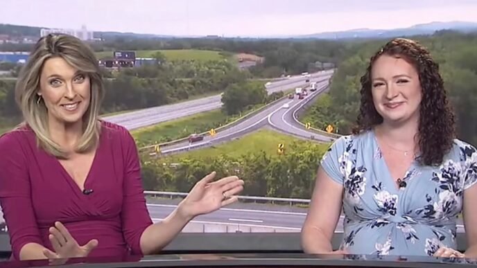 Pregnant anchor's water breaks before she hosts the morning news, and she keeps on going