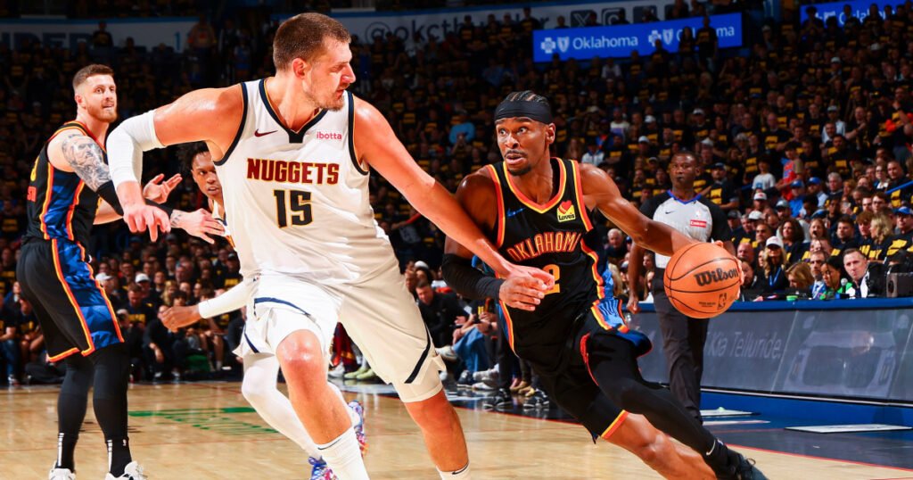Thunder set NBA playoff record as they demolish the Nuggets to even series