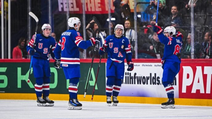 U.S. men's hockey team into world championship semifinals; Canada stunned by Denmark