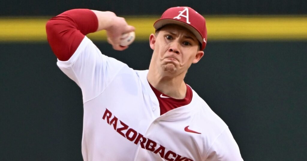 Arkansas pitcher throws third no-hitter in College World Series history