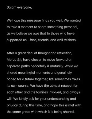 Asim Azhar confirms breakup with Merub Ali