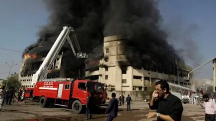Five firefighters injured battling while extinguishing fire in Karachi factory