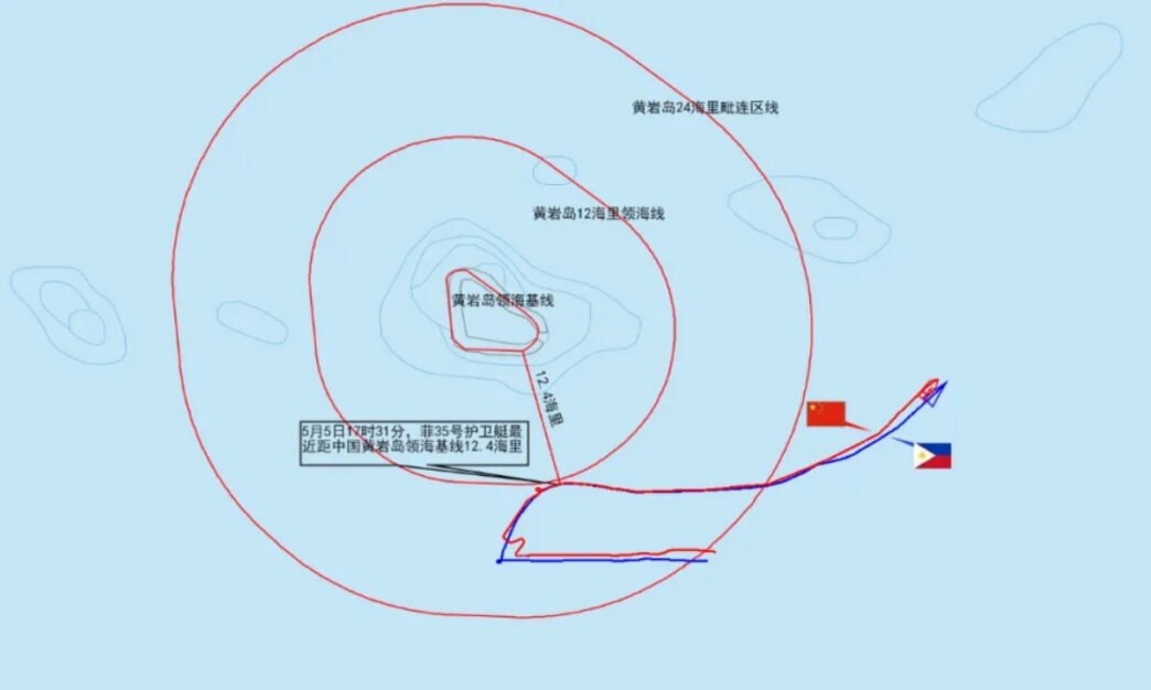 An illustration of the trail of the Philippine Corvette 35. Photo: Screenshot from the official WeChat account of the Chinese People