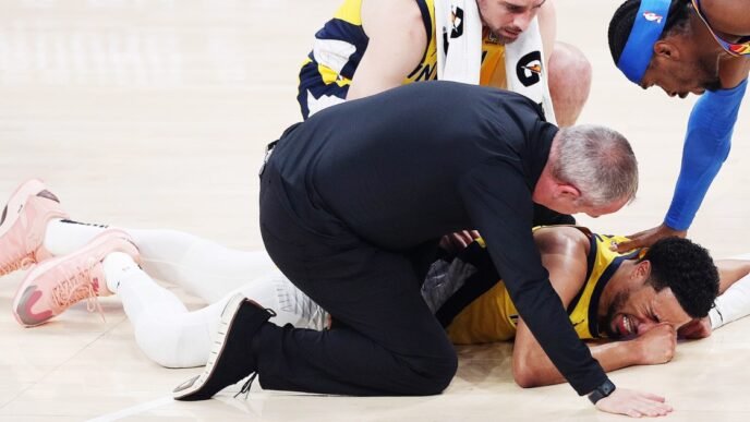 Pacers guard Tyrese Haliburton tore his Achilles in Game 7 of the NBA Finals, reports say