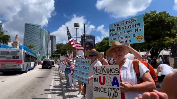 Thousands gather in cities across the country for 'No Kings' rallies