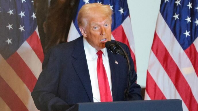 Trump delivers remarks at Fort Bragg
