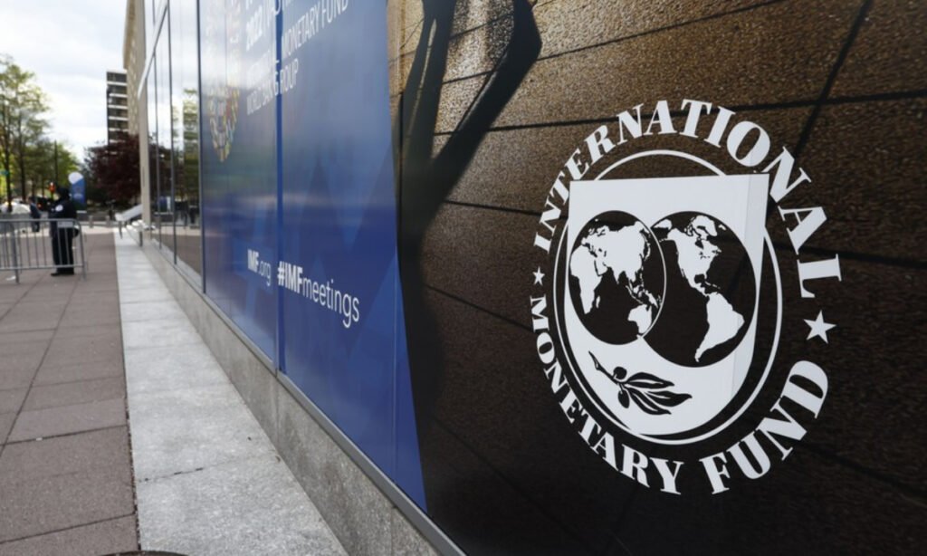 Photo taken on April 19, 2022 shows the IMF Headquarters in Washington, D.C., the United States. (Photo by Ting Shen/Xinhua)
