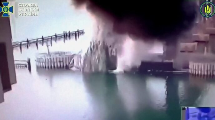 Ukraine Bombs Putin’s Prized Bridge Linking Russia With Crimea