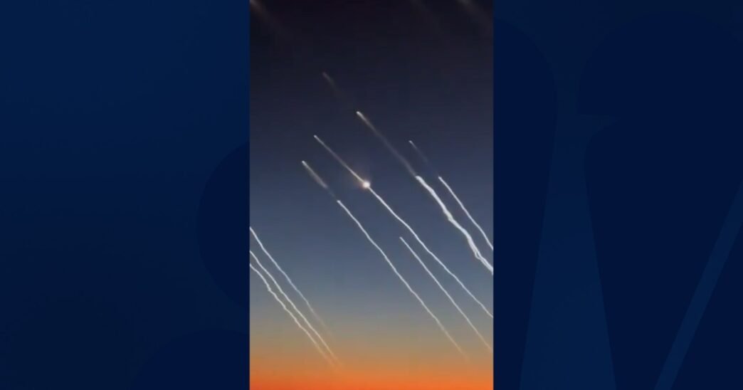 Video appears to show missiles launched from Iran