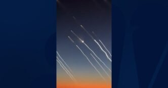 Video appears to show missiles launched from Iran