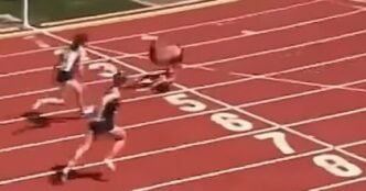 Video shows Oregon teen track star trip, somersault over finish line to win 1st place
