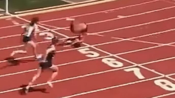Video shows Oregon teen track star trip, somersault over finish line to win 1st place