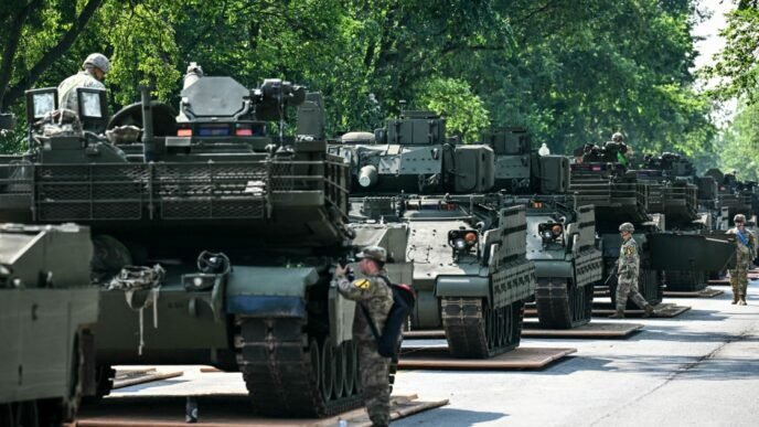 Weather, war and protests threaten to rain on Trump’s military parade