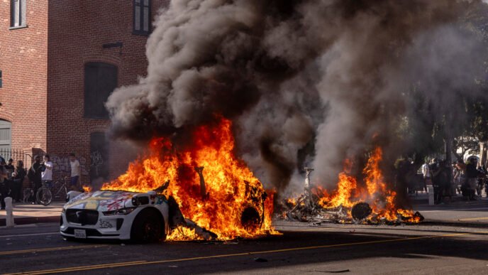 Why Waymo cars set on fire were sitting ducks during LA protests